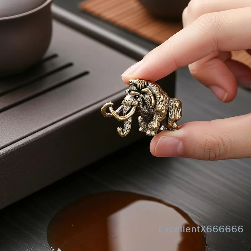 Alloy Mammoth Statue With Textured Antique Finish For Home Office Tabletop Bookshelf Decor