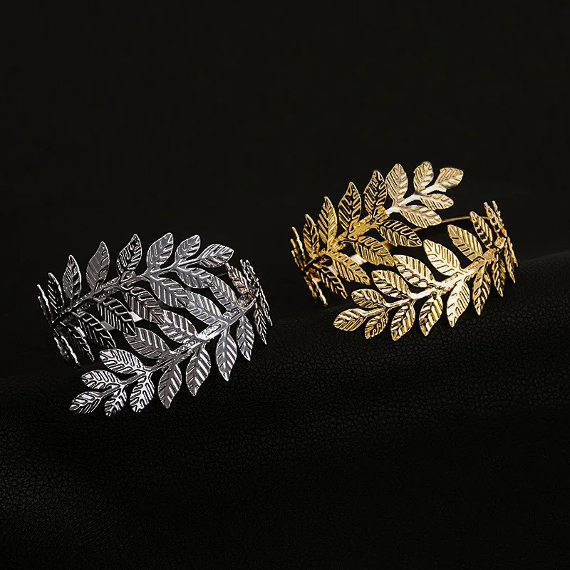 Leaf-Shaped Adjustable Metal Arm Cuffs for Brides