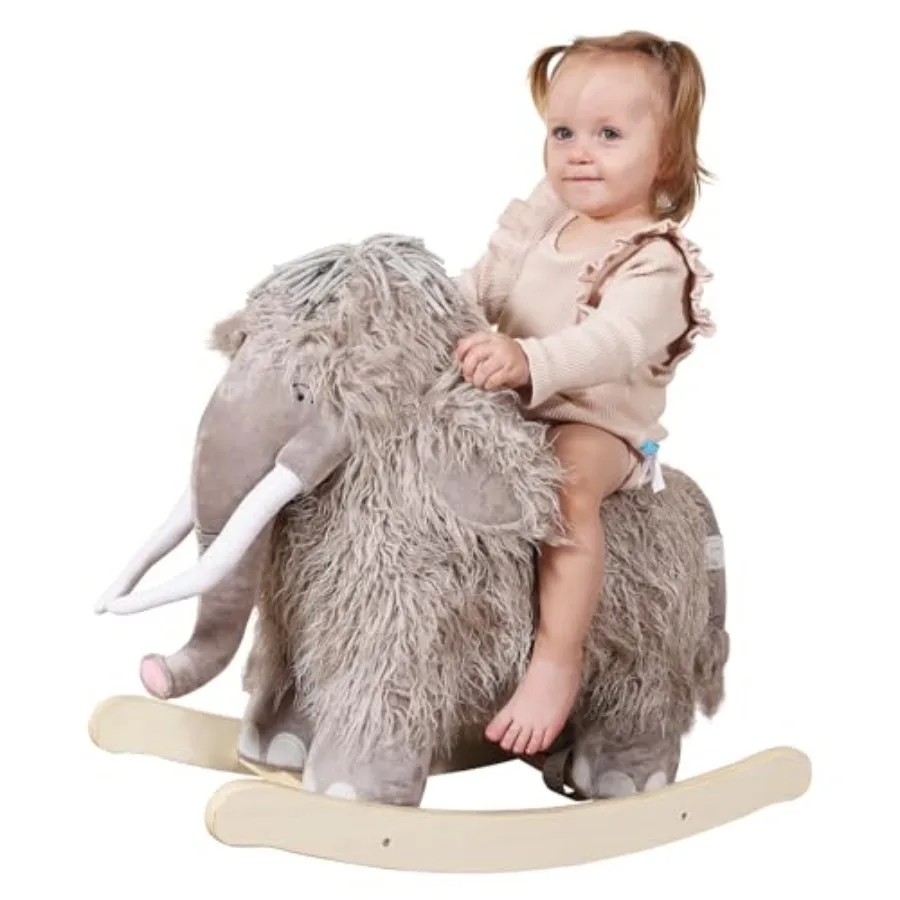 Cheval à bascule en peluche, bascule de mammouth, jouet à bascule en peluche pour enfant de 1 à 3 ans, jouet pour enfant en bois, Animal à bascule pour Infa