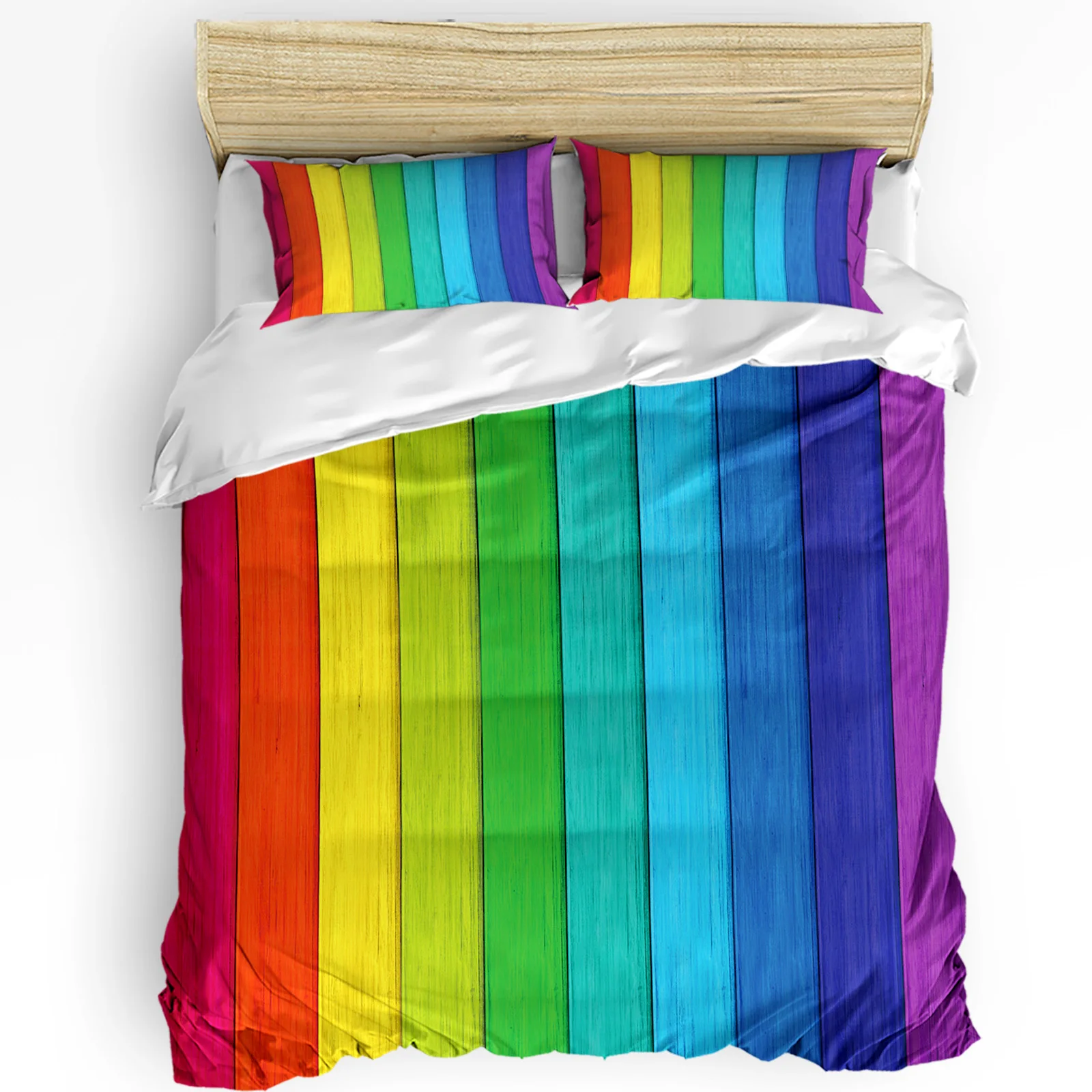 

Rainbow Vintage Wood Grain Duvet Cover with Pillow Case Custom Comforter 3pcs Bedding Set Quilt Cover Double Bed Home Textile