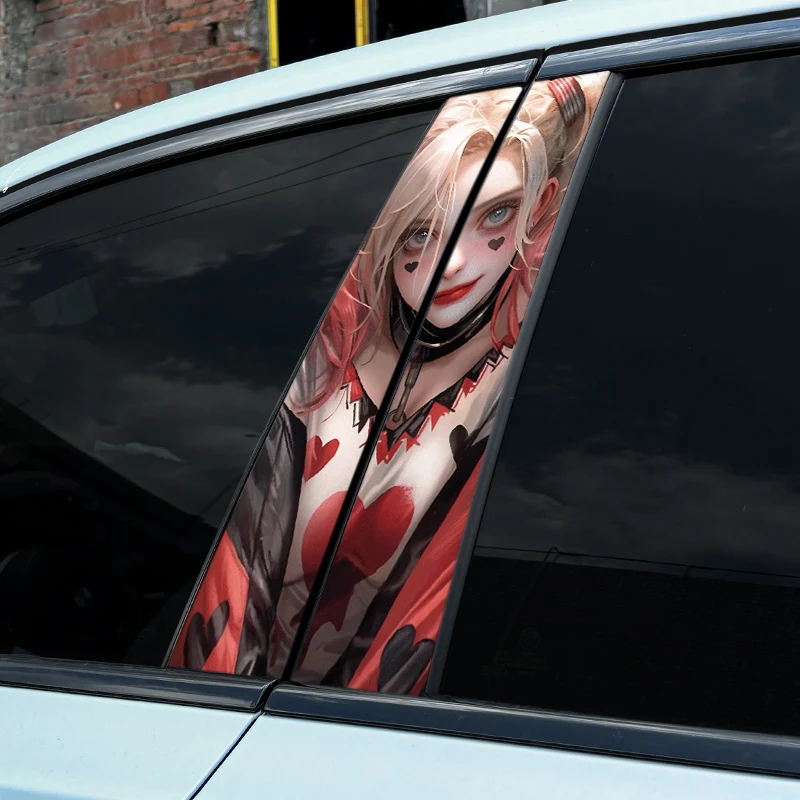 1/2pcs Joker Lady Car Stickers Auto B Pillar Waterproof Decoration Cover Scratches DIY Car Doors Pillar Sunscreen Vinyl Decals view 4