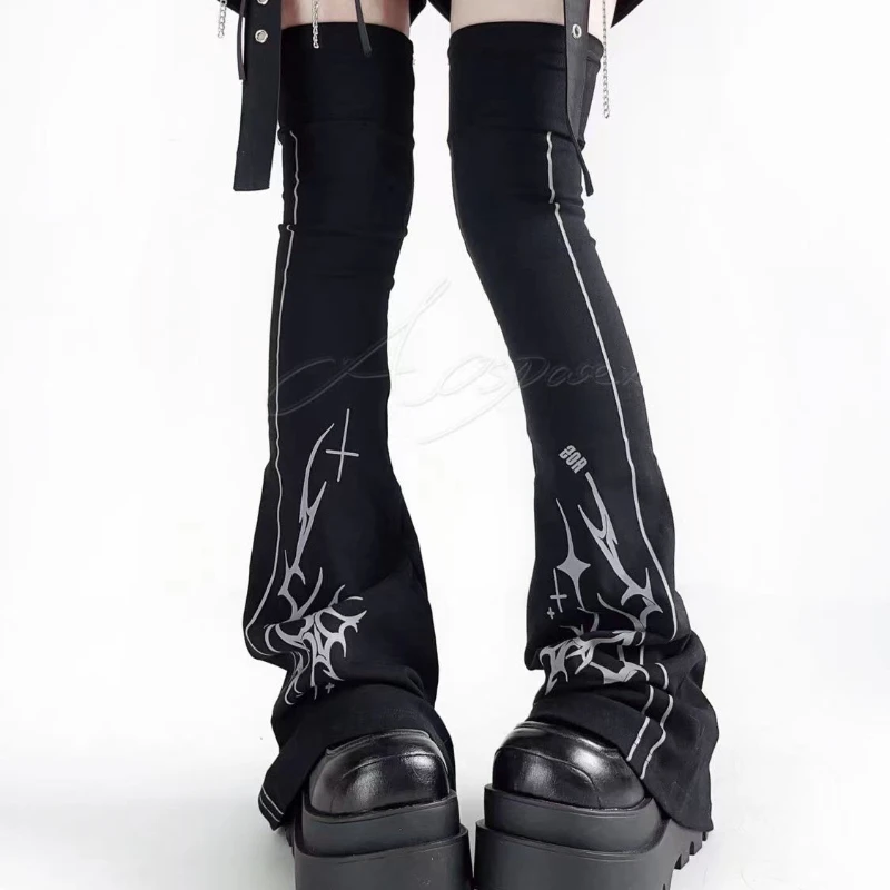 Dark Stockings Socks JK Uniform Gyaru Accessories Long Socks Y2k Gothic Punk Emo Leg Warmer Women Legging Gaiters Harajuku Socks