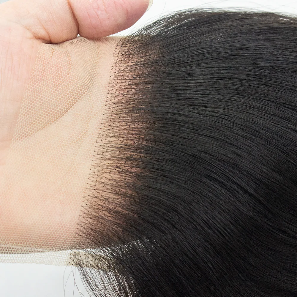 12A Grado Recto 4x4 Cierre de Encaje Transparente Pre-arrancado 150% Densidad Color Nautral 10-22 Pulgadas Cabello Virginal Brasileño