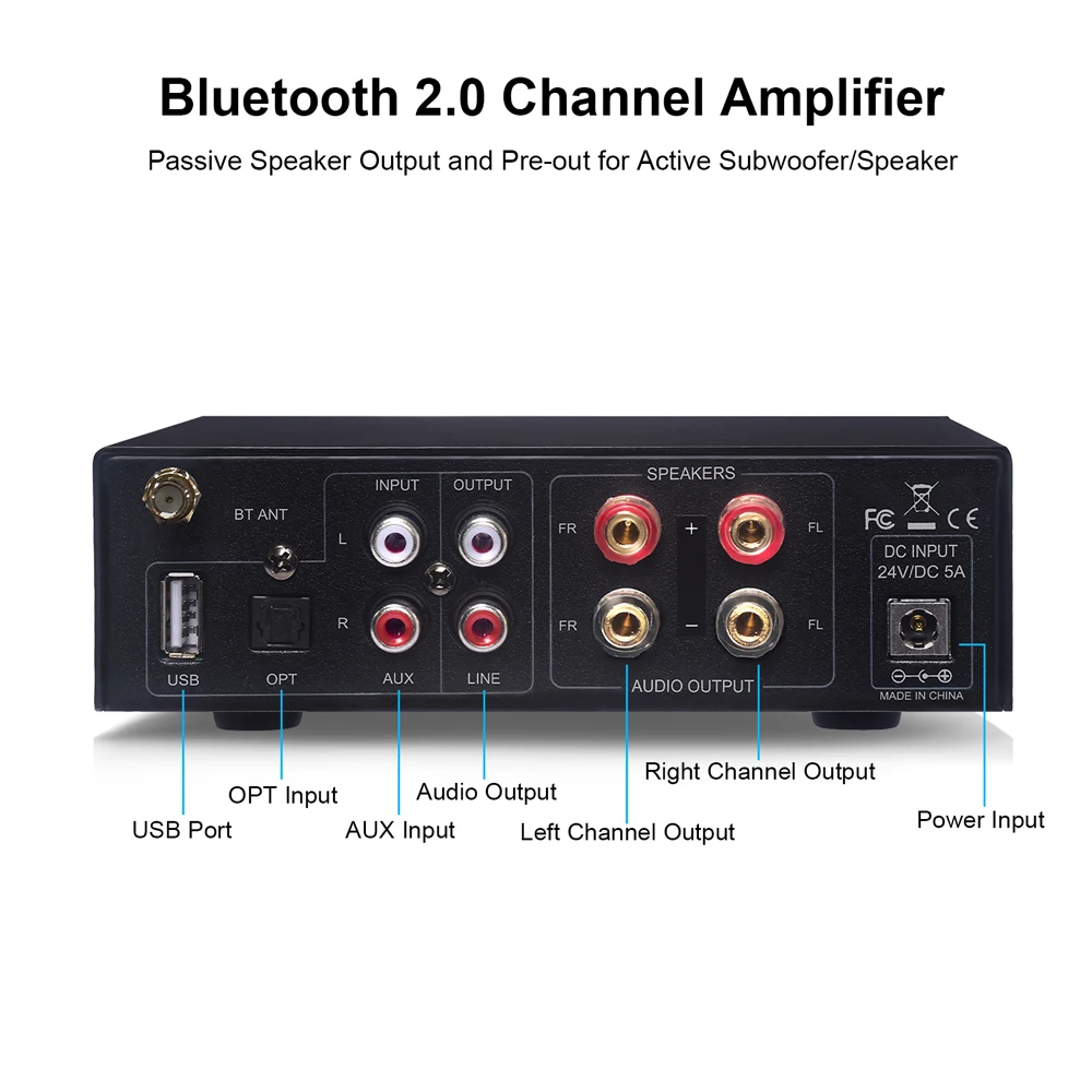 Woopker Soundverstärker AK-3116 Audiophile Digitaler Leistungsverstärker 2PCS TPA3116 Chip Bluetooth5.3 Kanal 2.0 Max. Leistung 100W×2