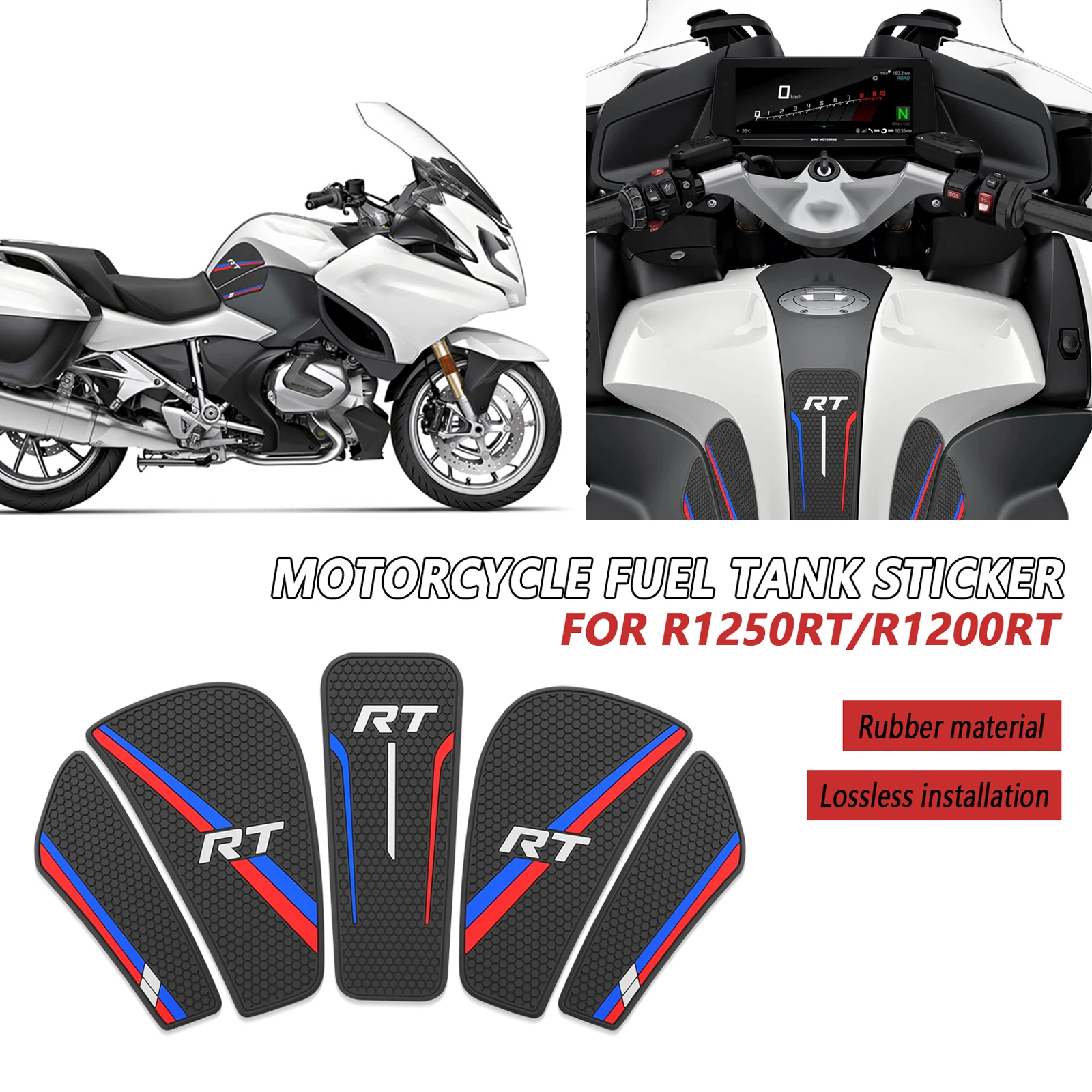 

For BMW R1250RT R 1250 RT r1200rt 2020-2024 Motorcycle Rubber Tank Pad Sticker Side Tank Pad Anti Scratch Decal Non-slip Sticker