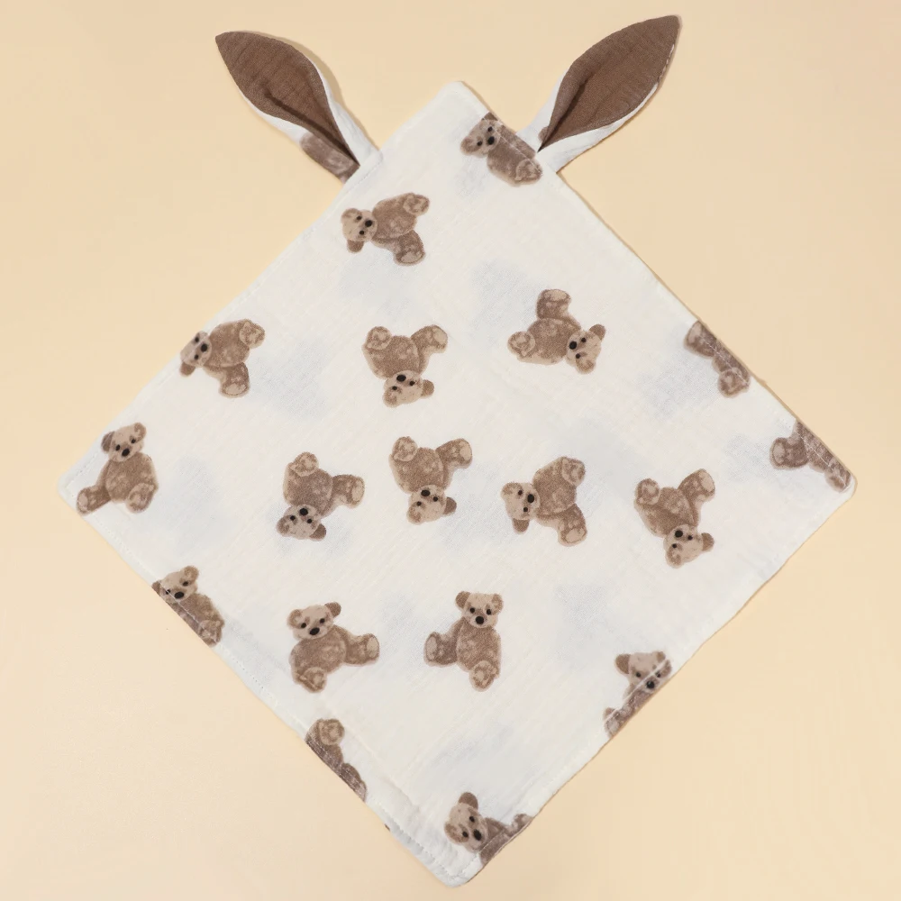 New Born Soothe Appease Towel Organic Cotton Rabbit Ears Toy Baby Comforter Lovely Muslin Security Blanket Baby Accessories