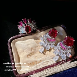 2023 Fashion 925 Silver Bling Bling Cubic Zirconia Jewelry Set Gorgeous Earrings Ring for Women Grace Wedding Party Accessories