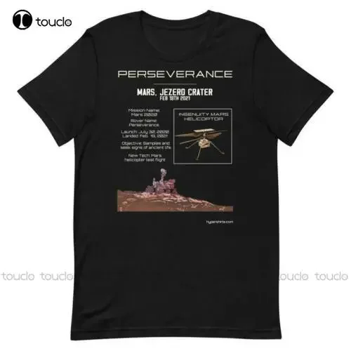 Nueva perseverancia Mars Rover Mars 2020 Mars helicóptero Jpl Camiseta negra S-5Xl Camiseta de algodón