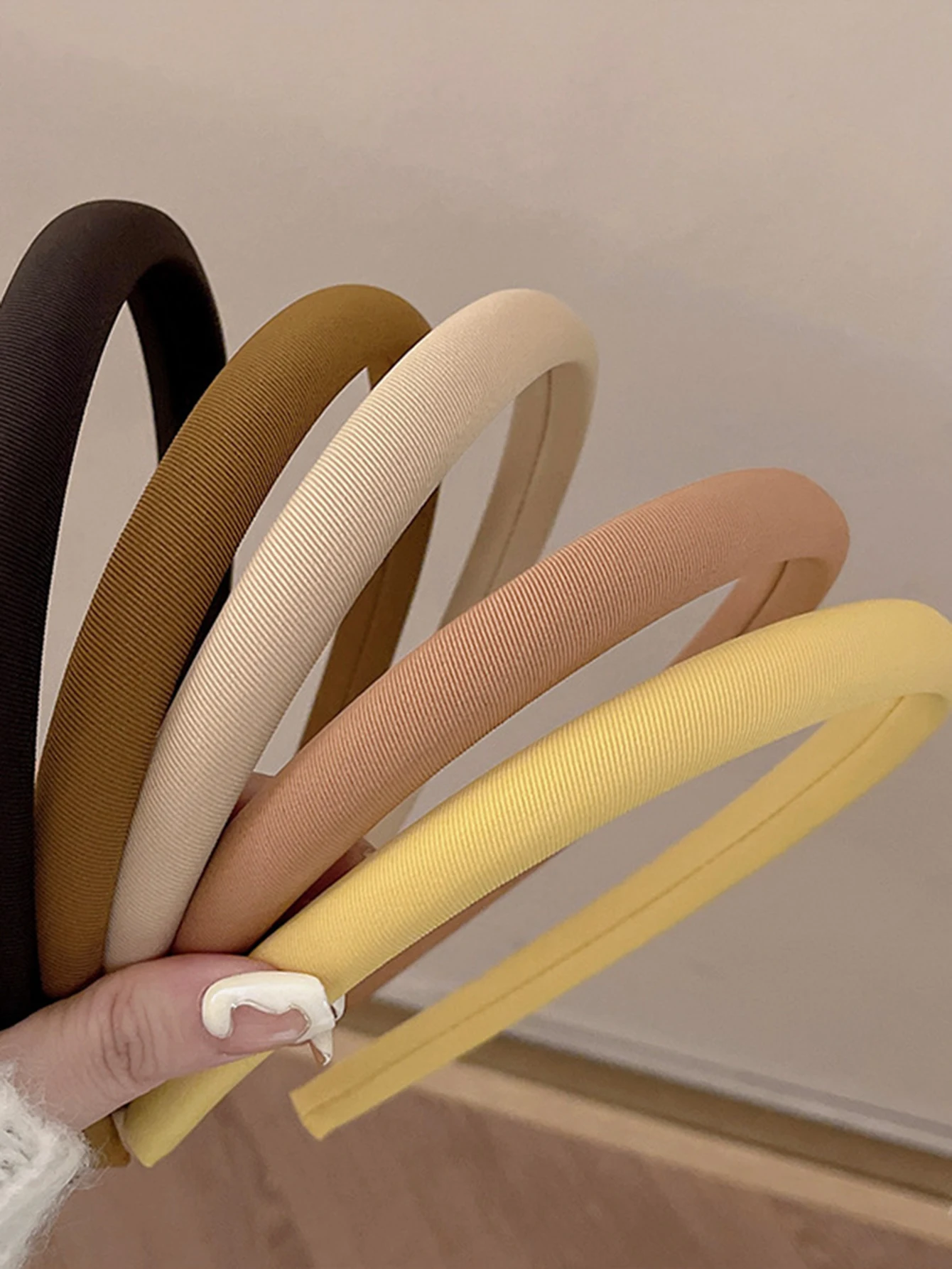 5 قطع من ربطة شعر رفيعة بلون الحلوى للسيدات للخريف مزخرفة جديدة بلون سادة وحفلات يومية بسيطة