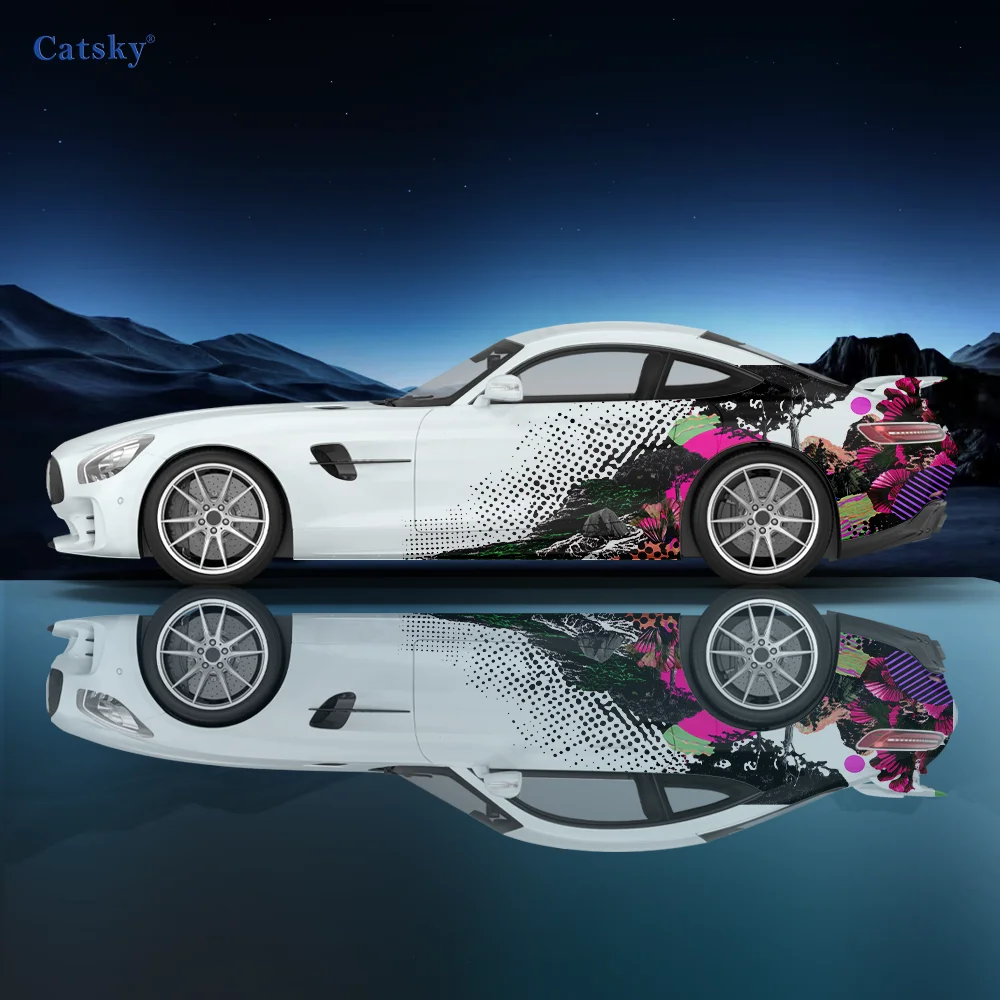 

arge landscape painting car decals, cool vinyl decal car graphics, car vinyl wraps