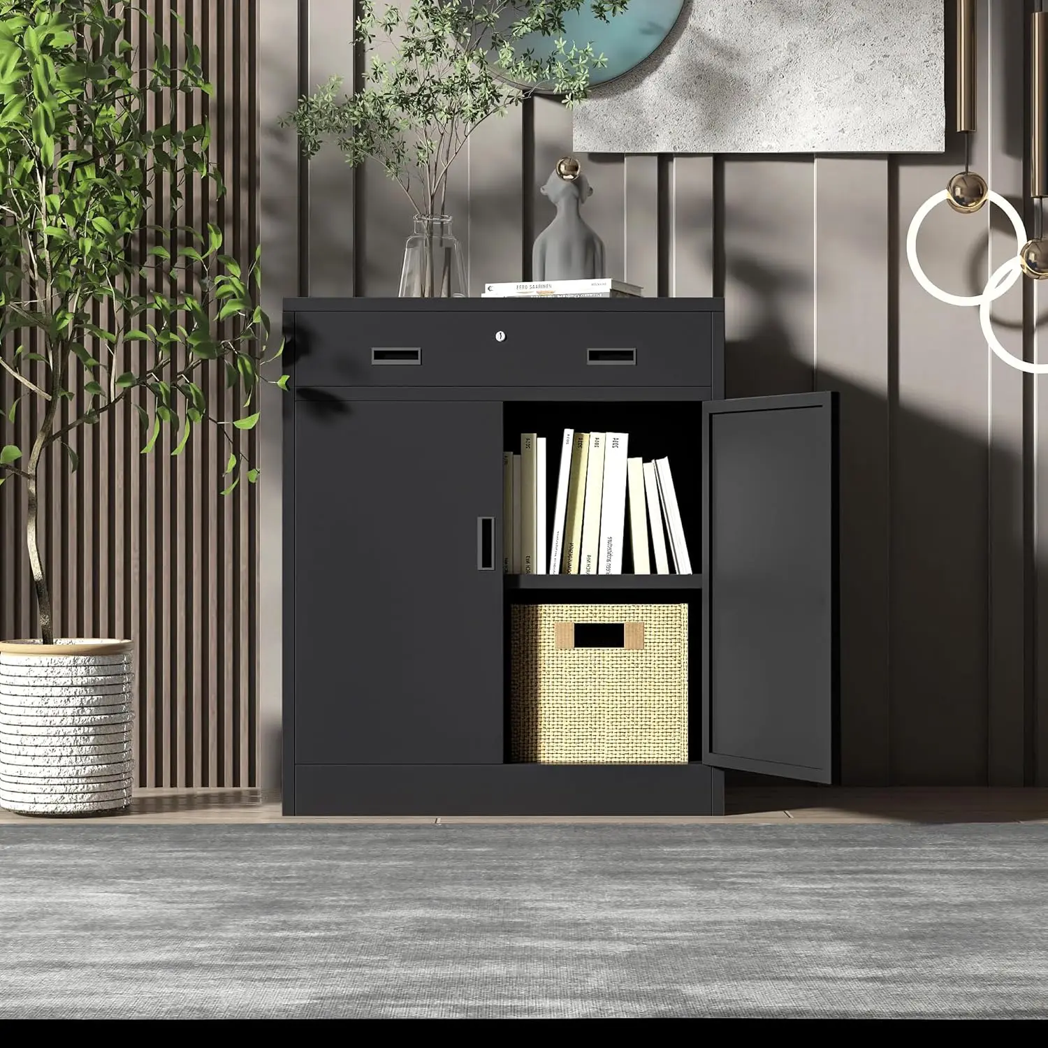 Armários de armazenamento de garagem de metal, armário de arquivo de metal com 1 gaveta de travamento, armários com fechadura para escritório, casa, garagem, armazém