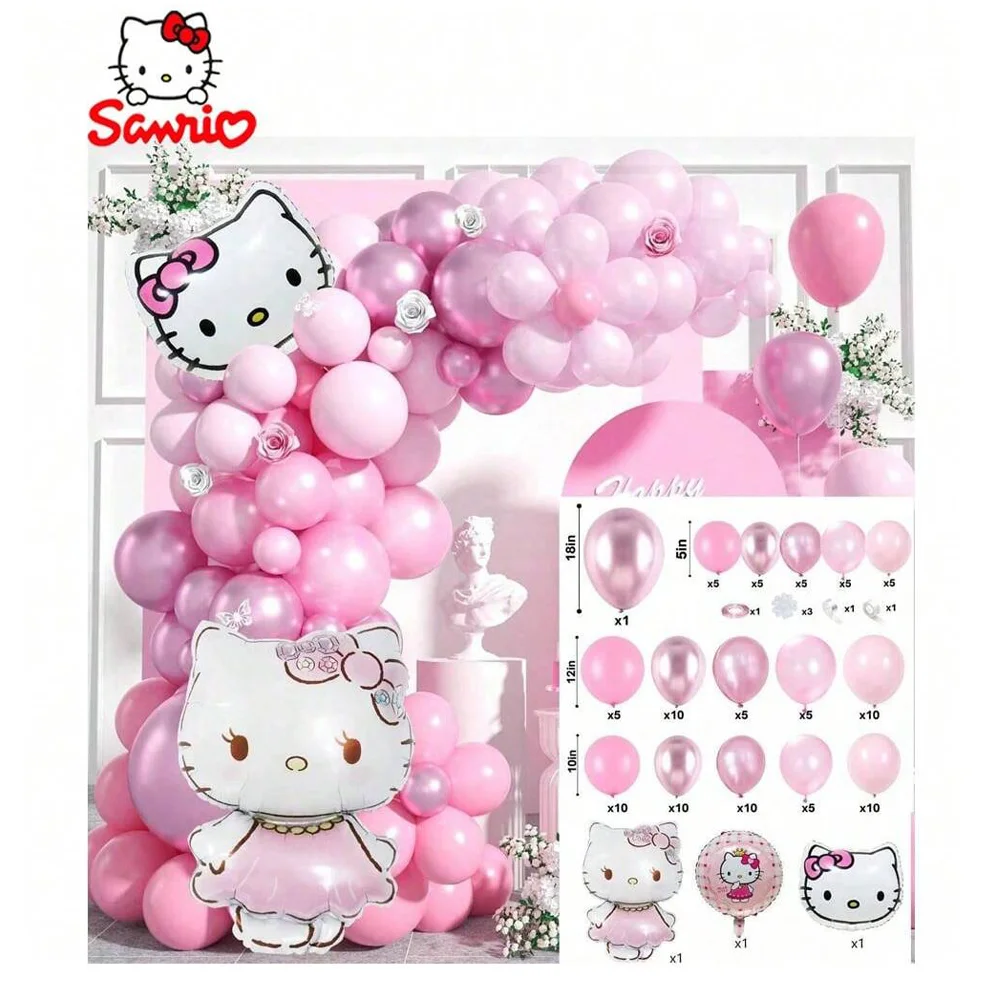مجموعة بالونات حفلات كرتونية ثلاثية الأبعاد من Kawaii HelloKitty لوازم تزيين حفلات أعياد الميلاد ترتيب الملحقات هدايا ألعاب الأطفال