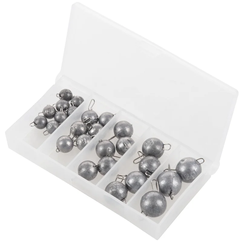 

TURE 52 шт., 5 размеров, вес для морской рыбалки, свинцовая форма, разделенная головка, приспособление для рыбалки, свинцовое грузило, комплект снастей