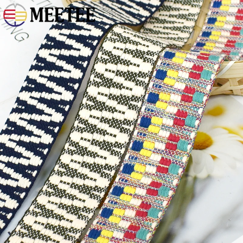 2/3/5Yards Meetee 38mm Polyester Jacquard Webbing Sewing Bag Strap Ethnic Ribbon Belt Band Backpack Decor Tape Trim Accessories