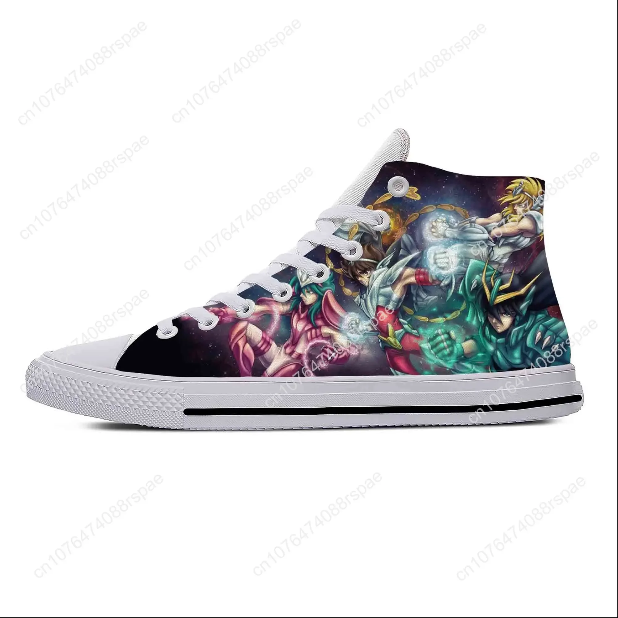 Seiya Japanse Anime Manga Cartoon Comic Saint Casual Doek Schoenen Hoge Top Lichtgewicht Ademende 3d Print Heren Dames Sneakers