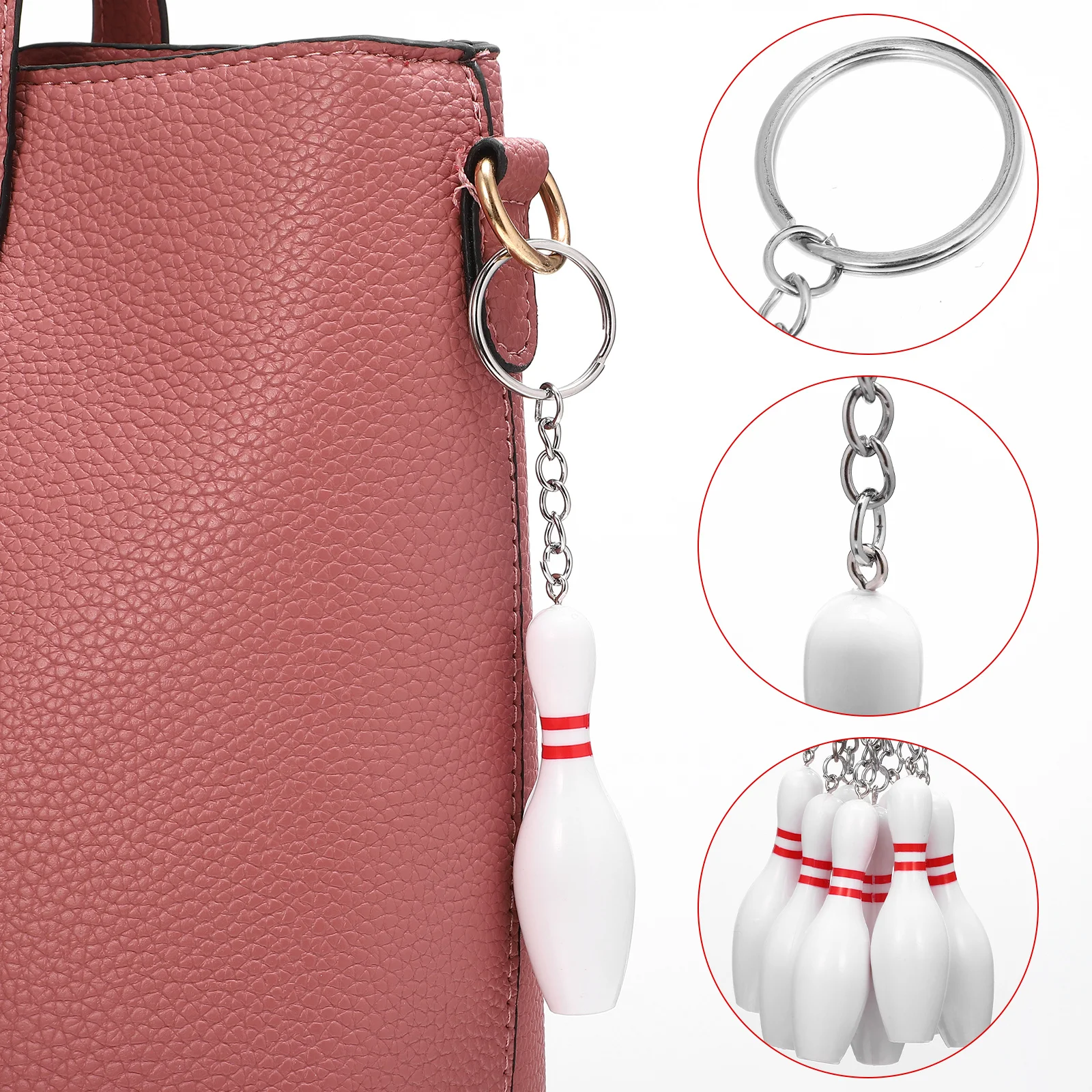 

8 Pcs Decoration Bowling Keychain Decorations Mini Accessory White Accessories Party Bag Fillers