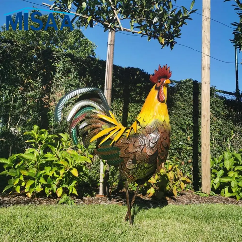 

Chicken Lawn Ornament Standing Animal Realistic Metal For Yard Decor Chicken Statue Waterproof Sunscreen Rooster Statues