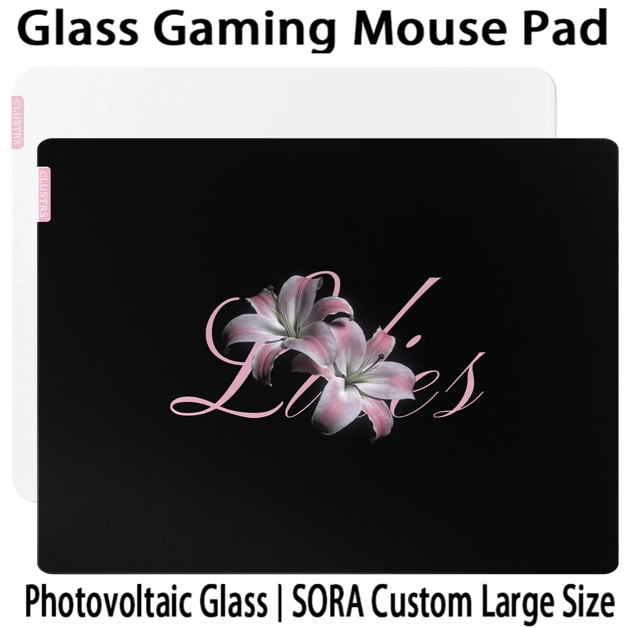 Lily Flower  Glass Mousepad Sora Game Mouse Pad Customized Pattern Tempered Smooth Gaming Desk Mat Fps Esports Office Gaming