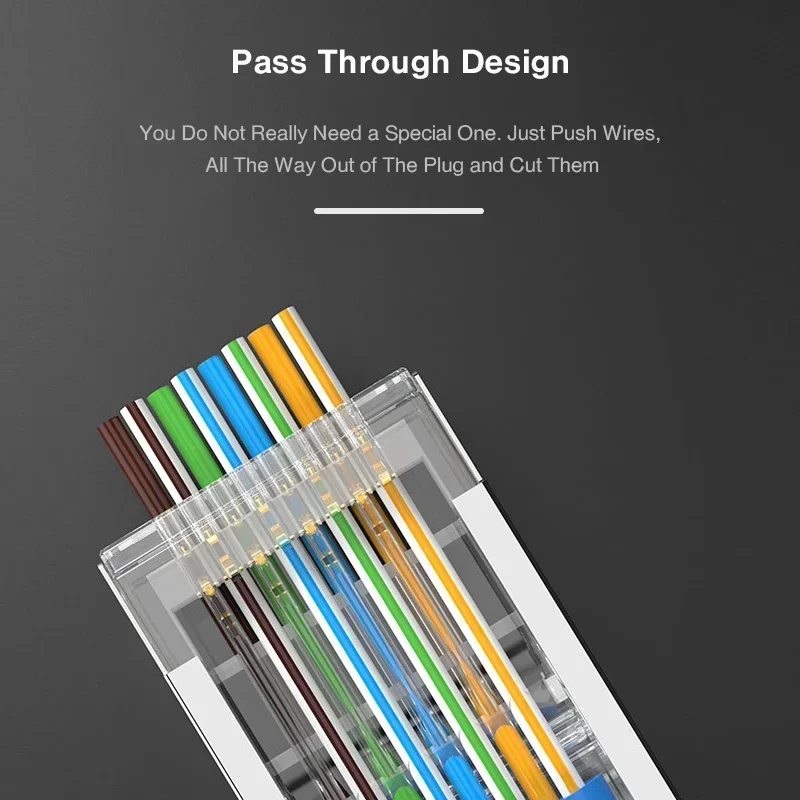 ZoeRax 100 шт. RJ45 Cat6/5E проходной сквозной разъем с отверстием 1,2 мм, модульная вилка для твердого или многожильного кабеля с ботинками для снятия натяжения