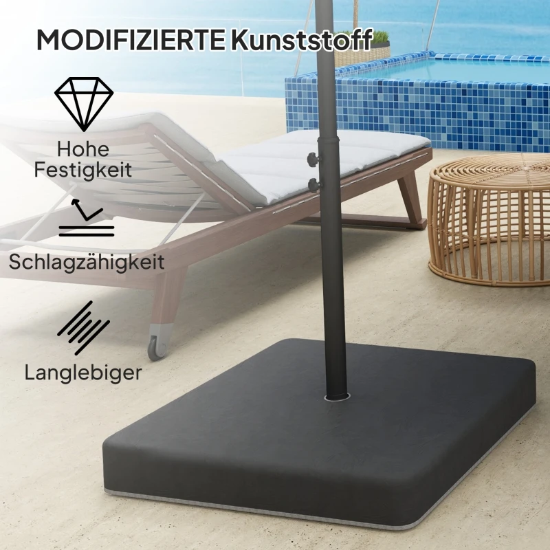 Support de parasol remplissable imperméable de qualité supérieure, en plastique durable, 89L x 89W x 10,5H cm, noir, haute qualité pour sécuriser votre parasol
