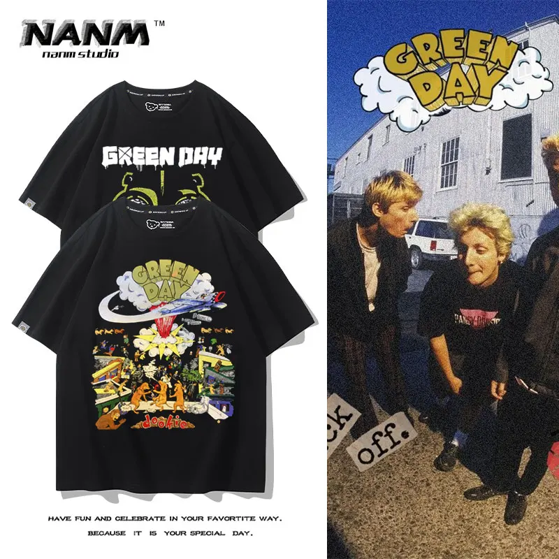 

Green Day European And American Hip-hop Rock Sports Music Street Fitness Summer Loose Men's Top Women's Couple Style