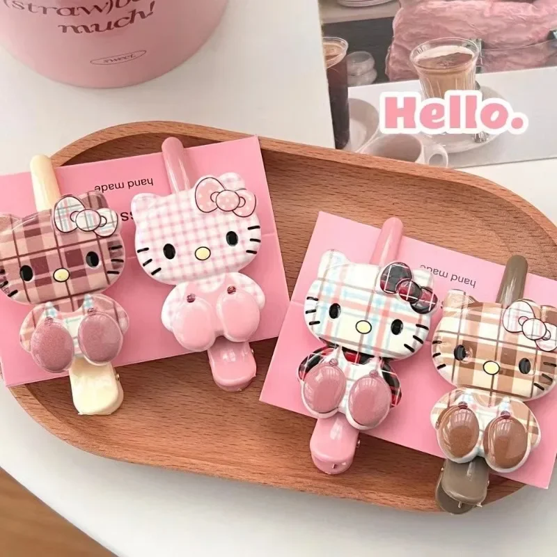 

4pcs Sweet Anime Kawaii MINISO Hello Kitty Fashion Hair Clip Sweet Cute Cartoon Hair Accessories Headwear Gifts Toys for Girls