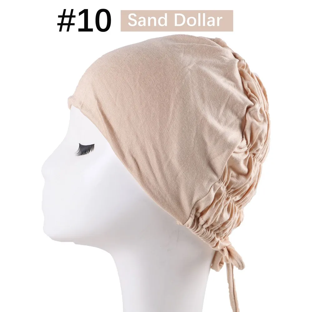 Muslim Hijab Inner Cap Women\'s Full Cover Cotton Islamic Under Scarf Turban Caps Tie Strap Lining Satin Silk Islam Headscarf