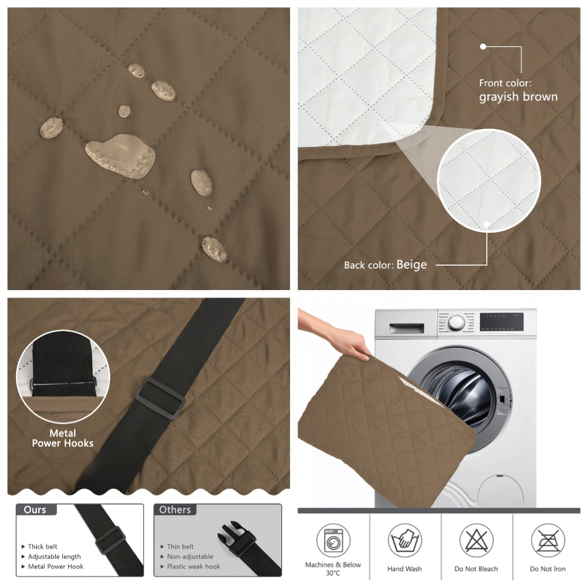 Sofa Covers Water Resistant Couch Cover Reversible Furniture Protector without Pocket Elastic Straps for Kids Dog Sofa Slipcover