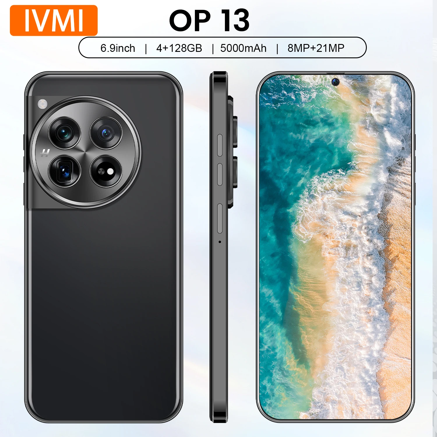 IVMI OP13 Smartphone Android 12 6.9inch Screen 4+128GB 8+21MP Mobile Phone 5000mAh For Google Play Store Phones
