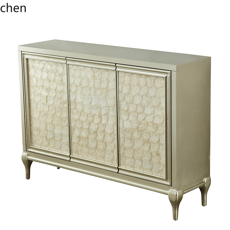HT Modern Simple Side Cabinet Light Luxury Entrance Cabinet Shell Solid Wood Premium Shoe Cabinet
