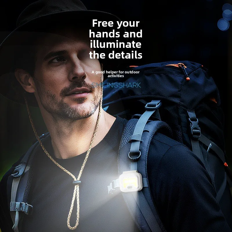 Smile Shark New Outdoor Strong Light Fishing Portable Rechargeable Induction Magnetic Headlight for Night Running USB Compact