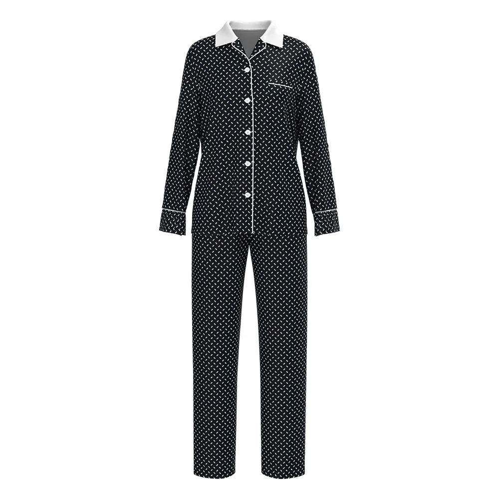 

Wednesday Costume Family Pajamas Women Casual Sleepwear Black Polka Dot Nightgown Set Long Sleeve Pant Halloween Costume Cosplay