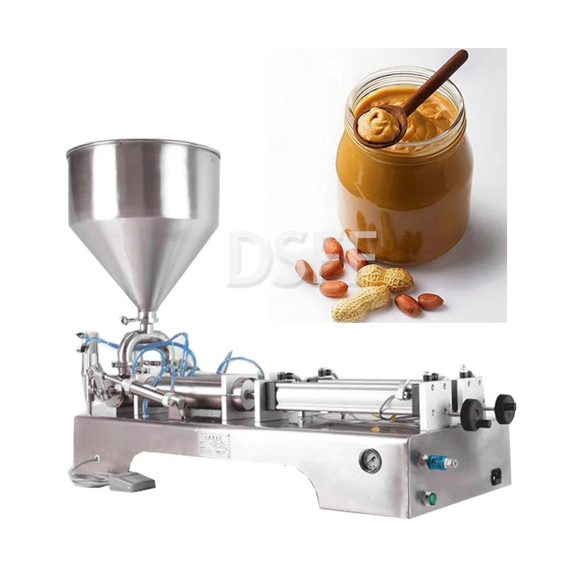 Stainless Steel Double Head Liquid Packaging Machine Desktop Enlarged Hopper Honey Chocolate Sauce Pneumatic Filling Machine