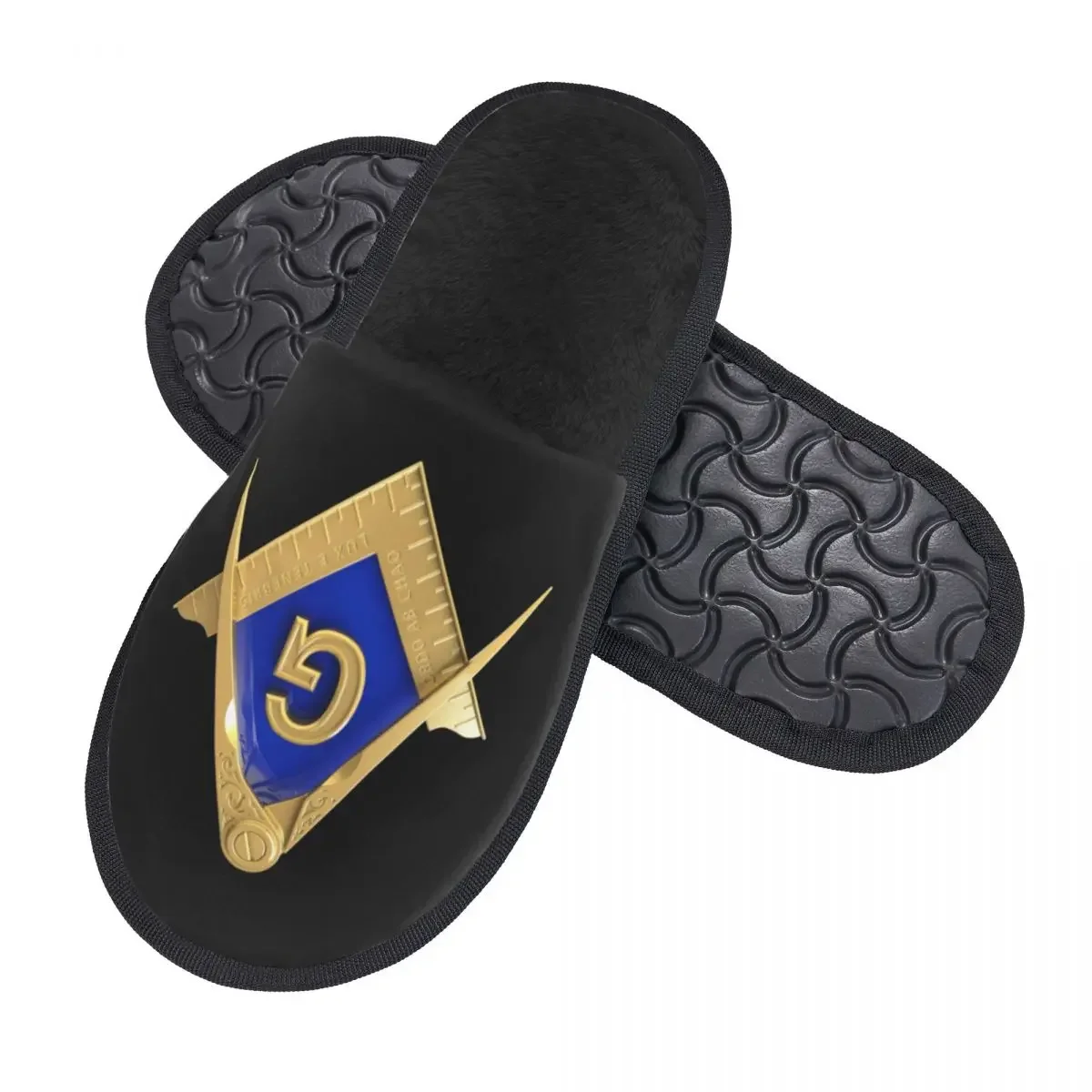 Gold Square Compass Masonic Freemason Cozy Scuff With Memory Foam Slippers Women Freemasonry Mason Bedroom House Shoes