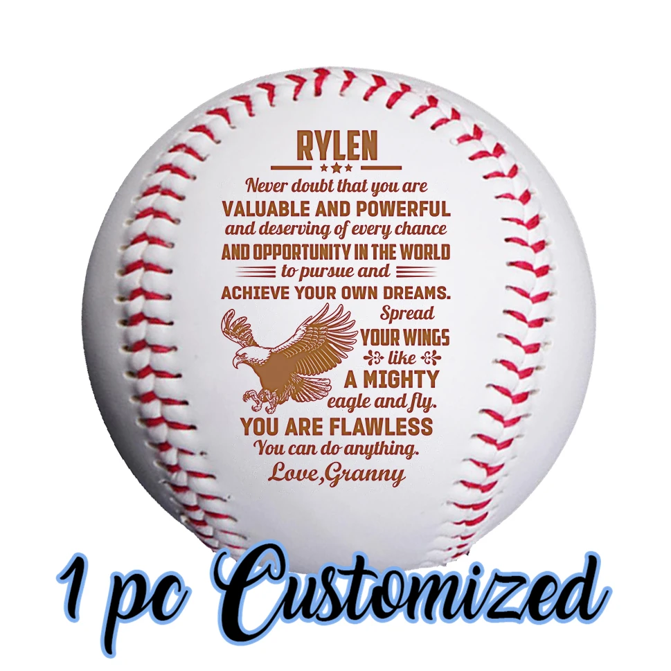 1pc Personalized Handmade Baseballs Never Doubt Gift For Son Grandson Customized Baseball Balls Gifts Softball Bats Engraved