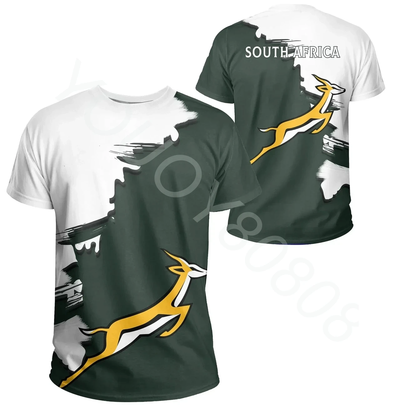 

South African Springbok Unique T-Shirt Scratch Style Men's Clothing African Zone T-Shirt Casual Print Street Style