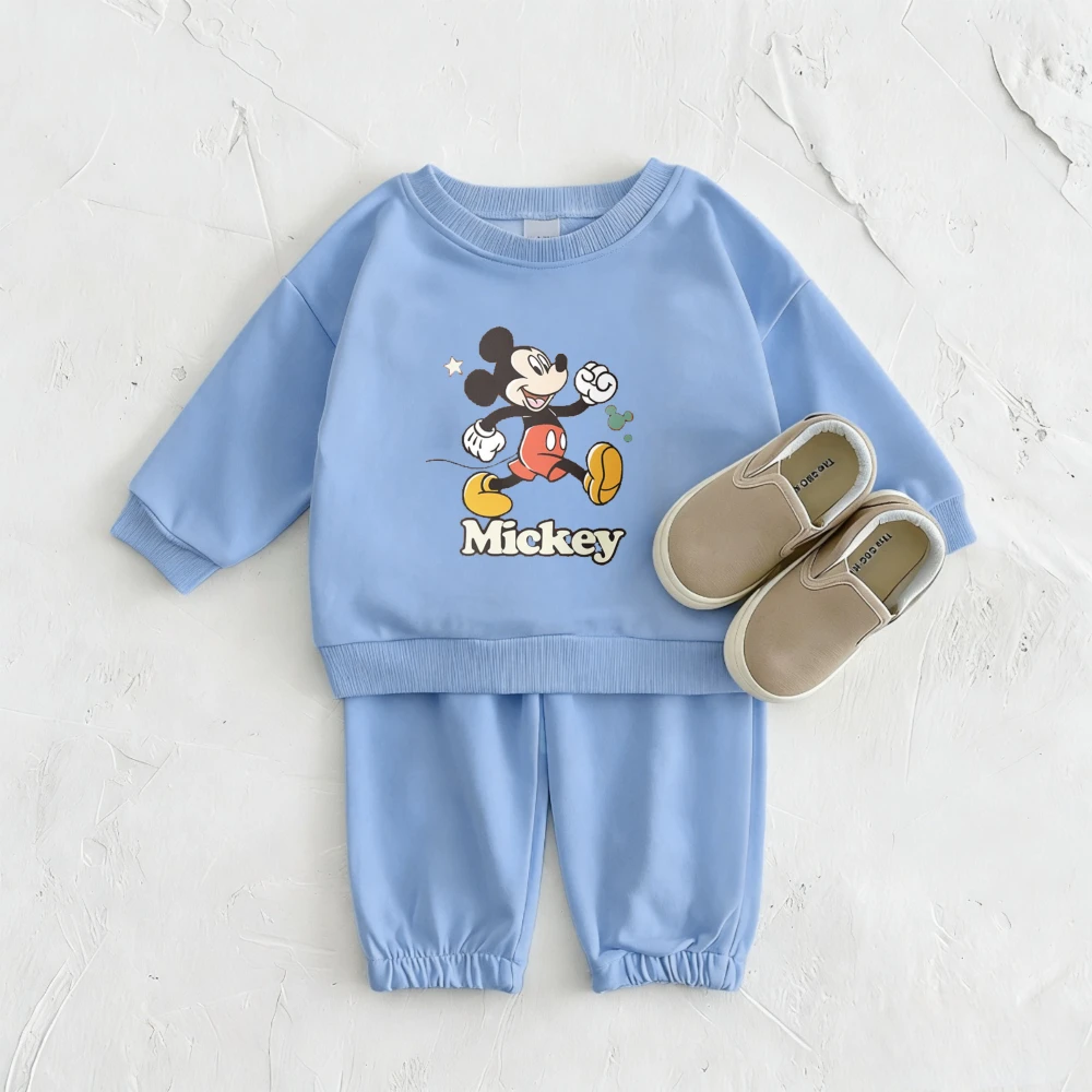 

Disney Fashion Hoodies Baby Boys Girls Mickey Active Casual Loose Children's Two Piece Popular Daily Wear Autumn Sweatshirt Sets