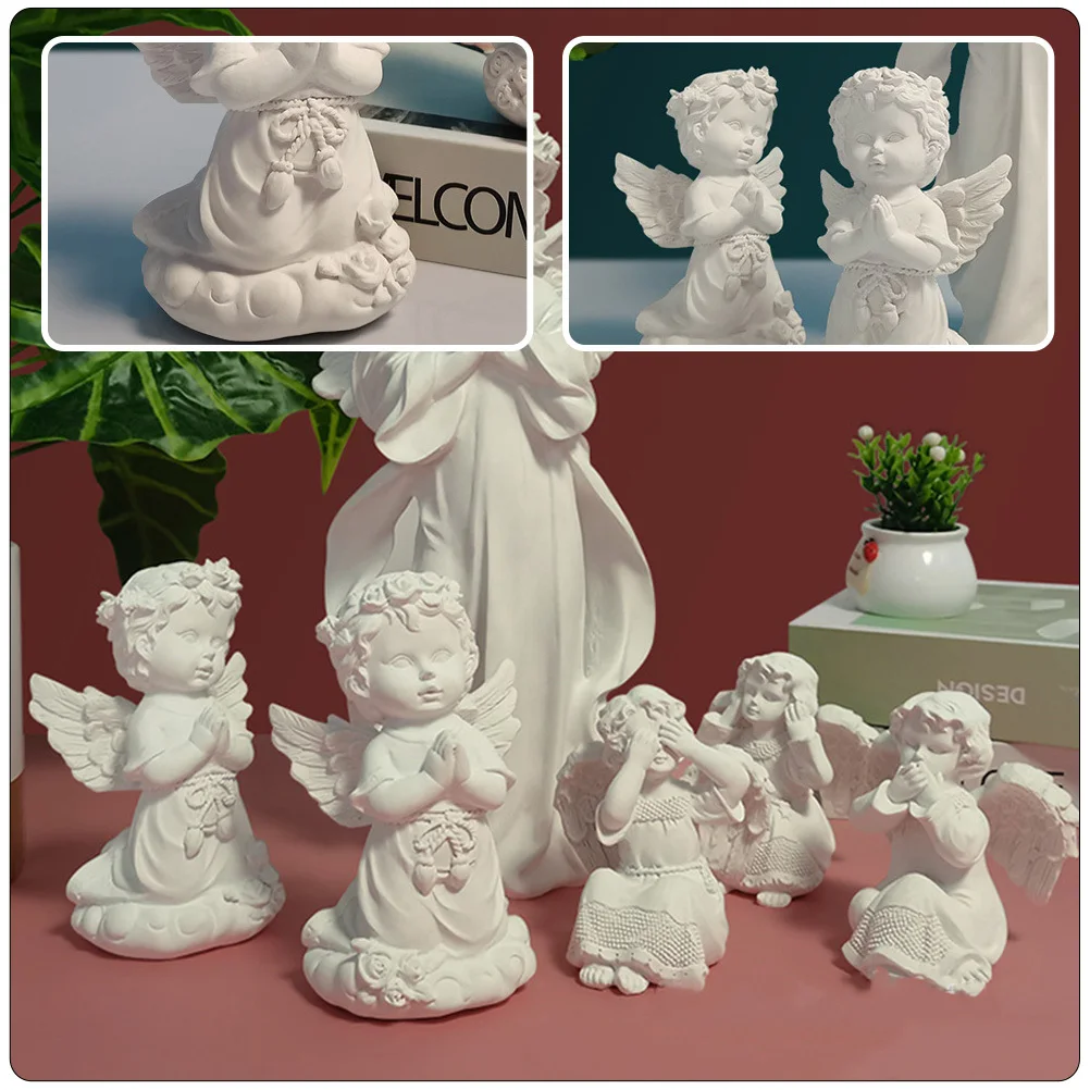 

Praying Angel Statue Resin Craft Elegant Home Garden Office Decorative Sculpture for Bedroom Study Wedding Memorial