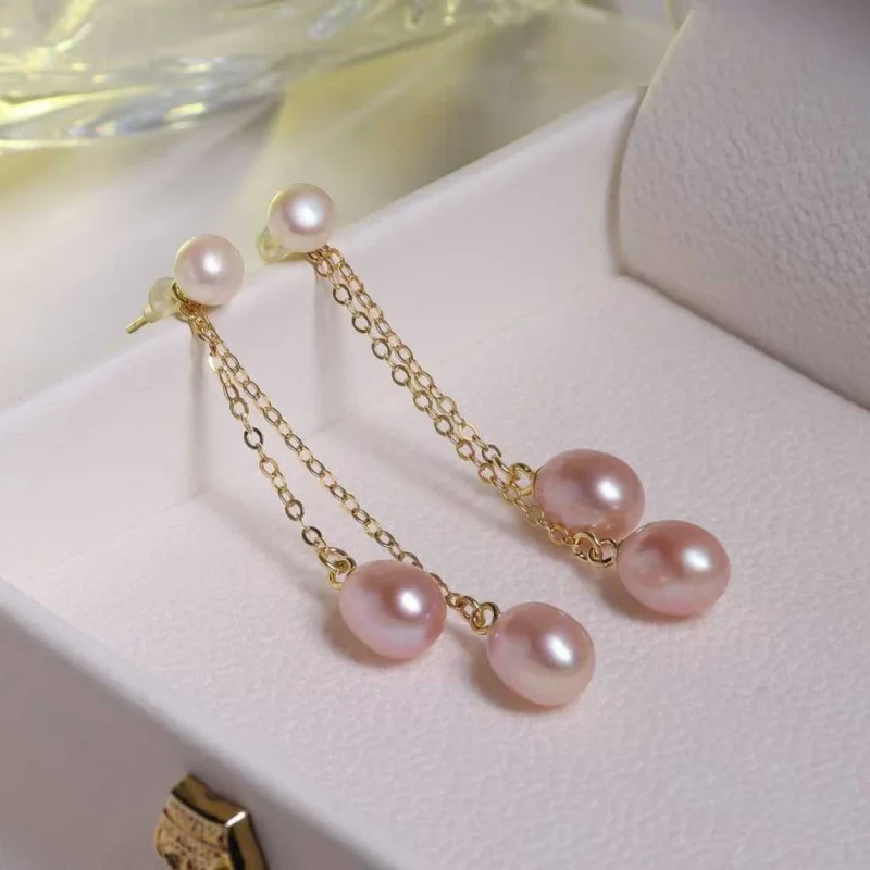 

SGARIT S925 Silver Natural Freshwater Pearl Drop Earrings for Women Simple Tassel Earrings Fine Jewelry Gift