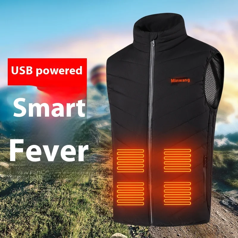 Mens Intelligent Electric Heating Vest 15 Zone Temperature Control Smart Warming Suit Winter Thermal Underwear For Outdoor Sport