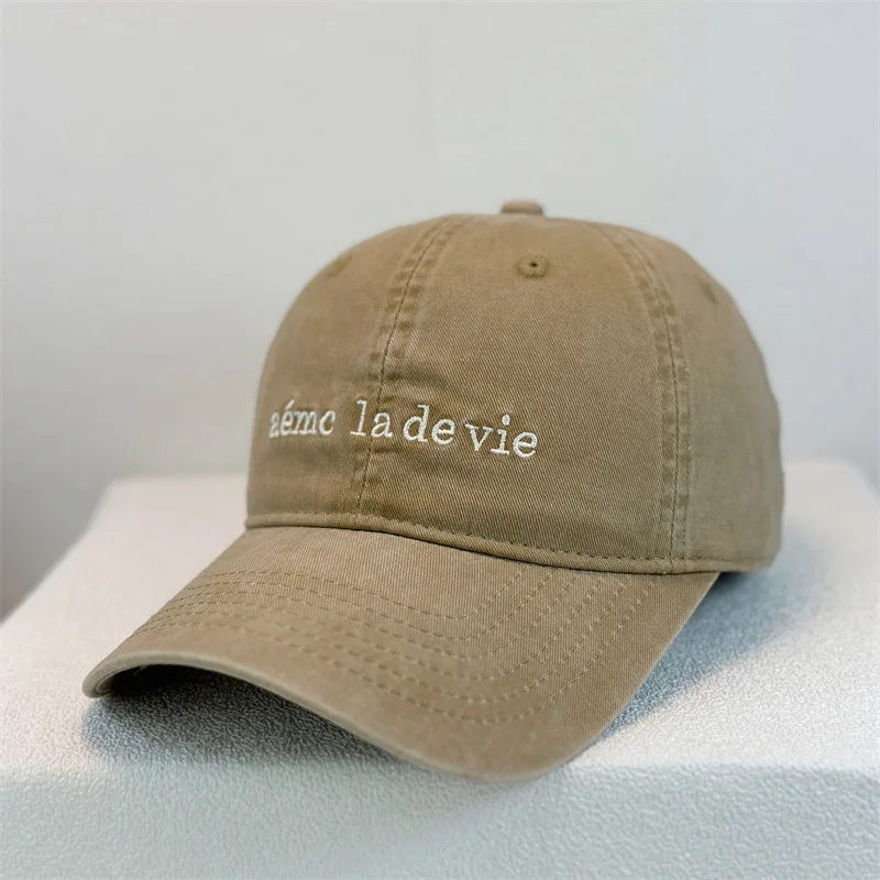 Korean Minimalist Letter Embroidery Soft Crown Baseball Cap Preppy Unisex Couple Casual Street Trendy OutdoorSun Protection Hat