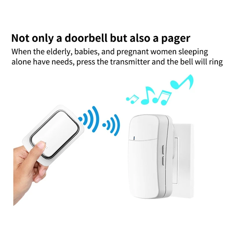 Wireless Doorbell ไม่ต้องใช้แบตเตอรี่กันน้ํา Self-Powered Door Bell ชุดกลางแจ้ง Kinetic แหวน US Plug-FS-PHFU