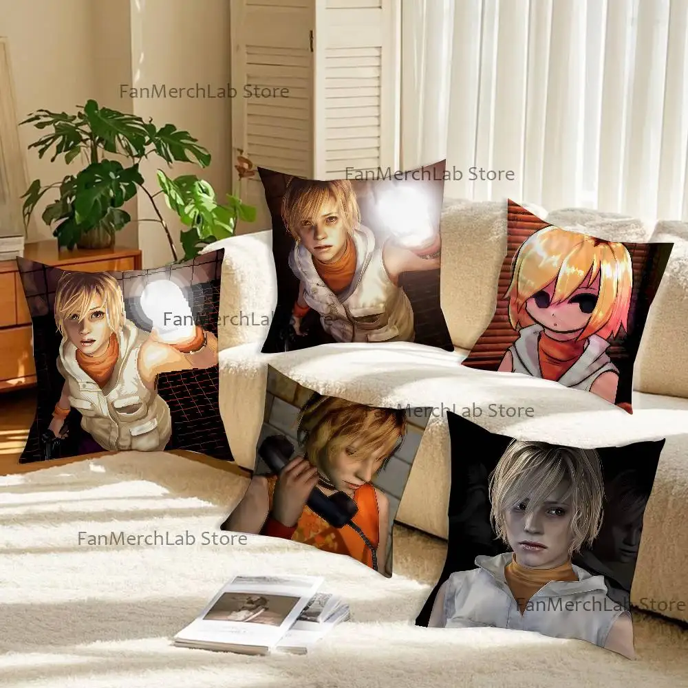 

H-Heather Mason S-Silent Hill 3 Pillow Case Plush Fabric Soft Pillowcase Double Sided Print Sofa Cushion Cover Throw