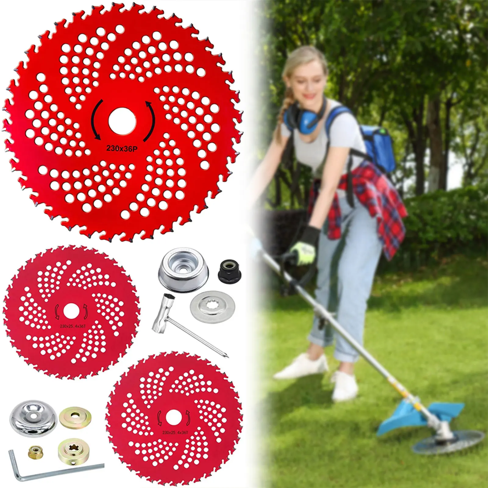 

Лезвия с твердосплавными напайками на 36 зубьев для кустореза, триммера для поедания сорняков, совместимые с уходом за газоном, придорожным обслуживанием сельскохозяйственных угодий