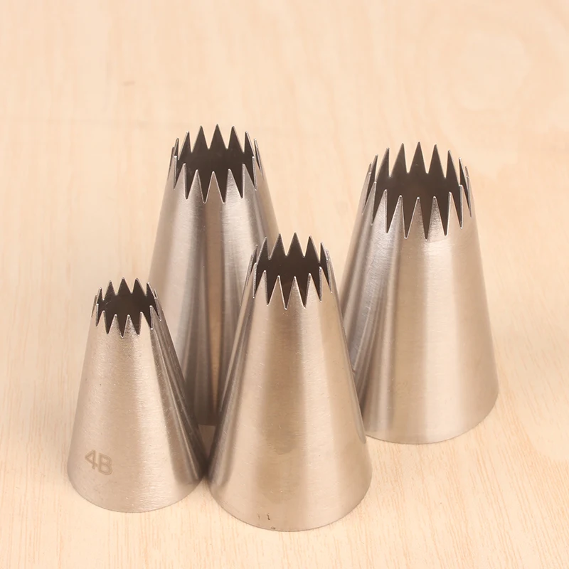 4pcs Large Metal Cake Cream Decoration Tips Set Pastry Tools Stainless Steel Piping Icing Nozzle Cupcake Head Dessert Decorators