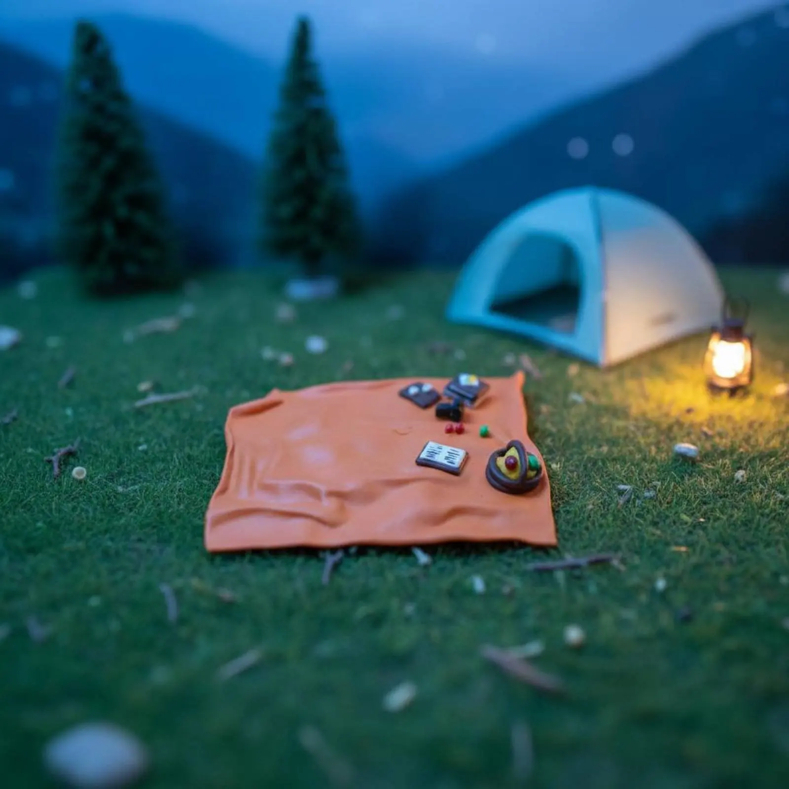 Miniature Camping Set Detailed Camping Miniature Scene Set Miniature Beach Mat Realistic Dollhouse Accessory Desktop Display - view 6