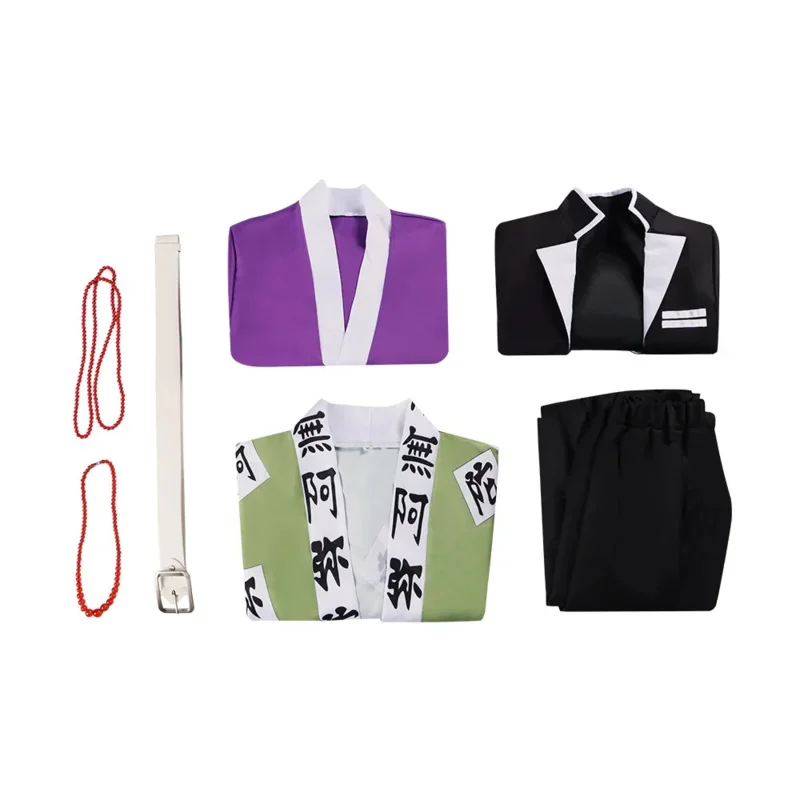 2025 New  Anime Gyomei Himejima Green Uniform Cosplay Costume Wig Bracelets Hashira Japanese Men's Kimono ★ ★ ★