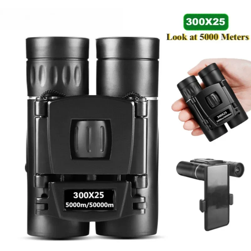 300x25 HD Powerful Binoculars Long Range Folding Mini Telescope BAK4 FMC Optics For Hunting Sports Outdoor Camping Travel