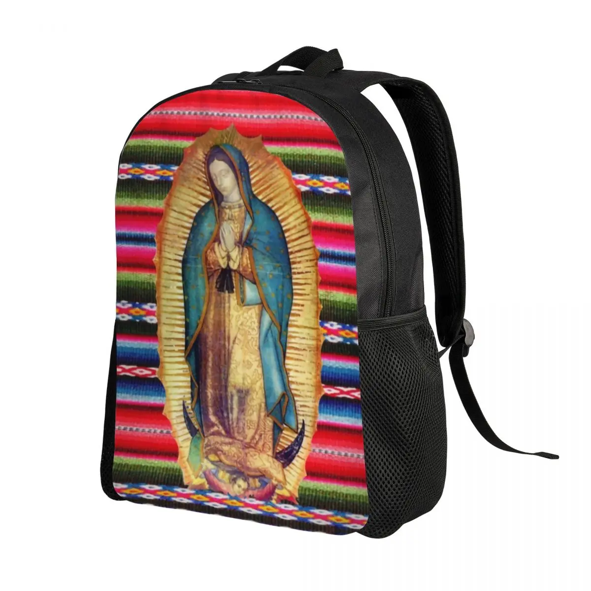 

Our Lady Of Guadalupe Virgen Maria Zarape Laptop Backpack Basic Bookbag for College School Students Virgin Mary Catholic Bag