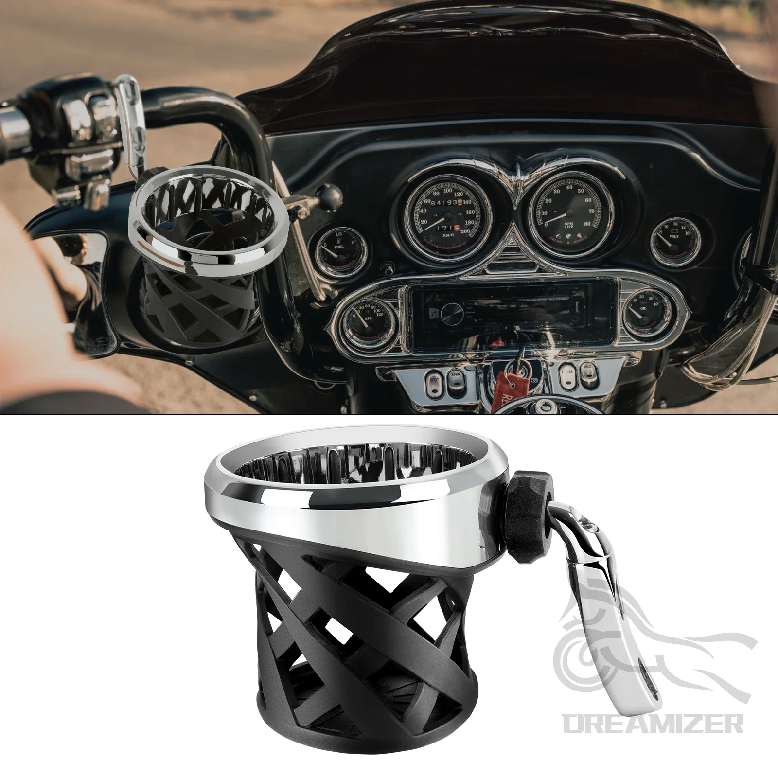 Держатель для чашки мотоцикла, руль, бутылка для напитков, кронштейн для чашки, установленный для Harley Road Glide Electra Glide Dyna Softail XL883 FLHR